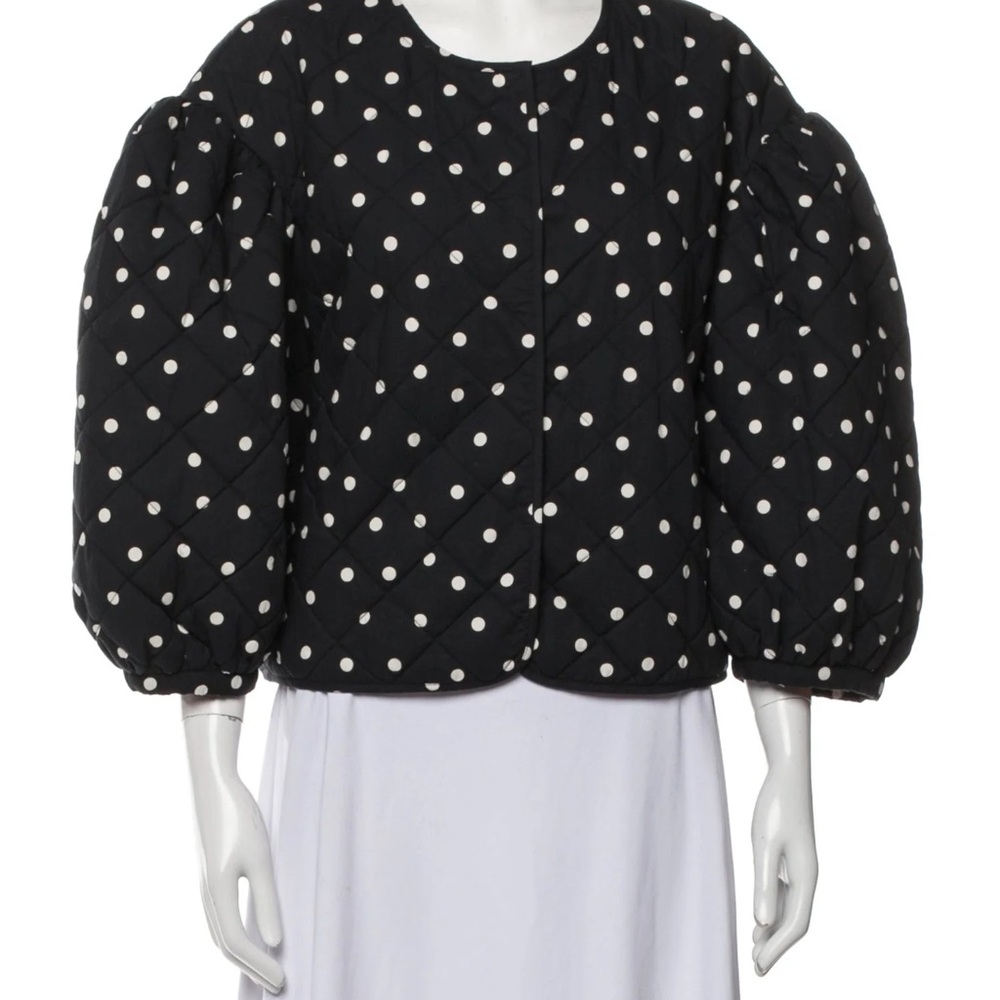 Clare V Black and White Puffer Jacket with Polka Dots